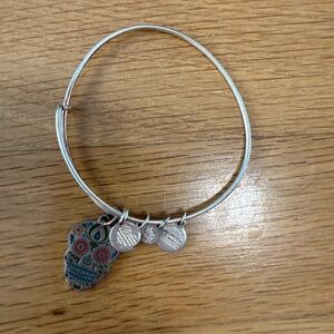 Alex and Ani Calavera Sugar Skull Charm Bangle - Rafaelian Silver Finish